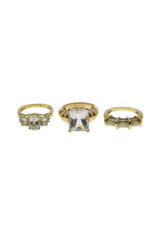 Three 14k Gold Multi-Gem Rings