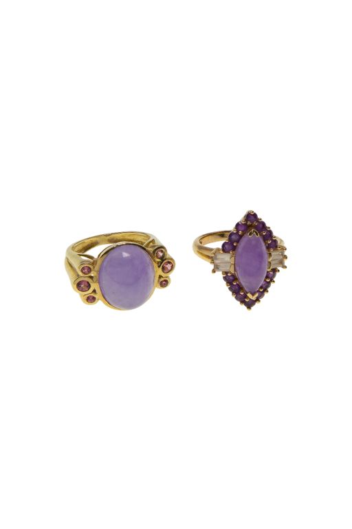 14k Yellow Gold and Lavender Jade Rings
