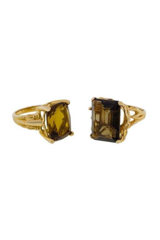 14k Yellow Gold and Smoky Quartz Rings