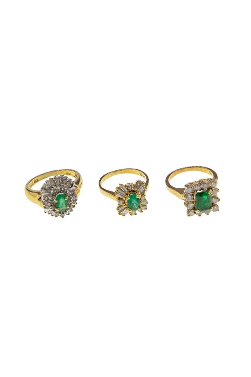 14k Gold, Emerald and Diamond Ring Assortment