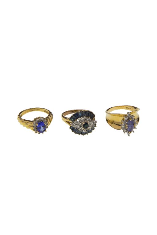 Three 14k Gold Multi-Gem Rings
