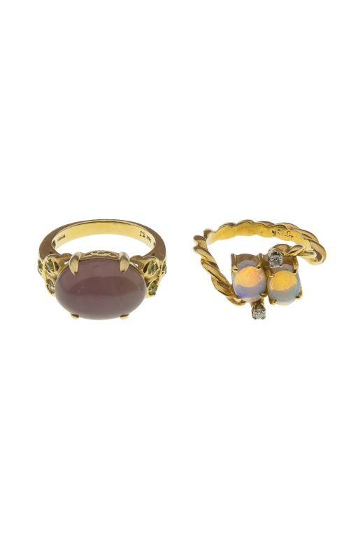 Two 14k Gold Multi-Gem Rings