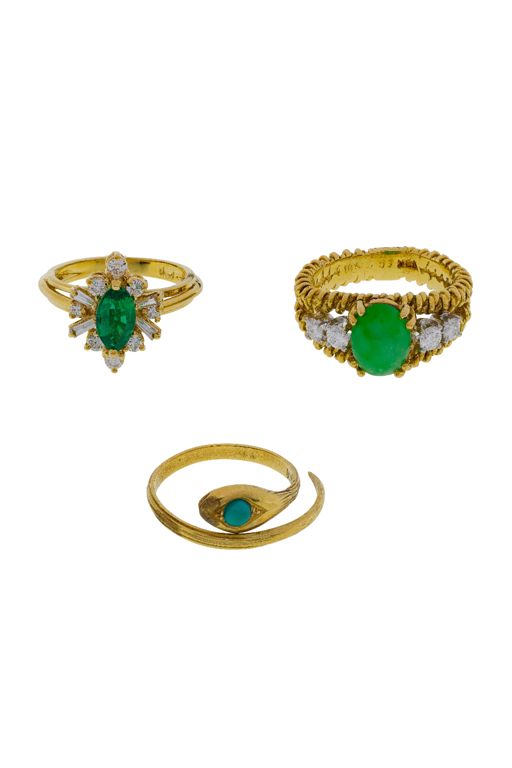 18k Yellow Gold and Gemstone Ring Assortment
