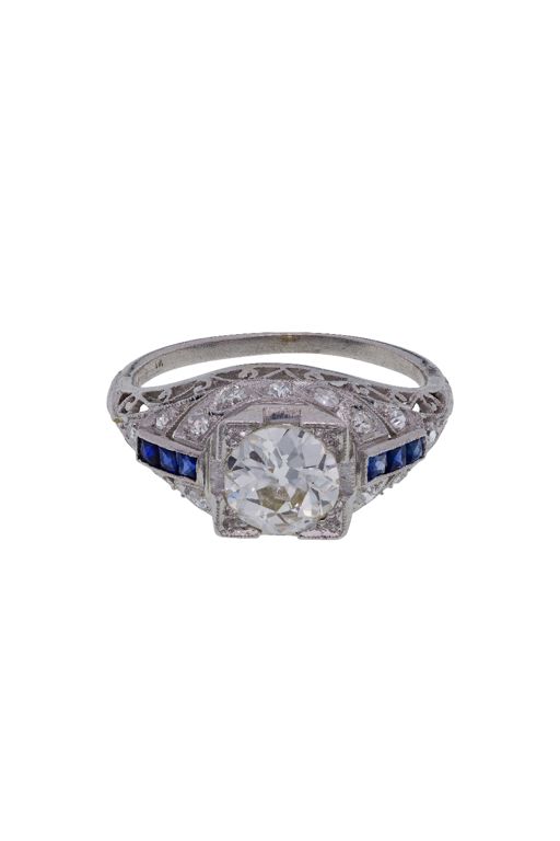 Platinum Sapphire and Diamond Ring
