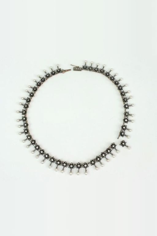 14k Gold Diamond and Pearl Necklace