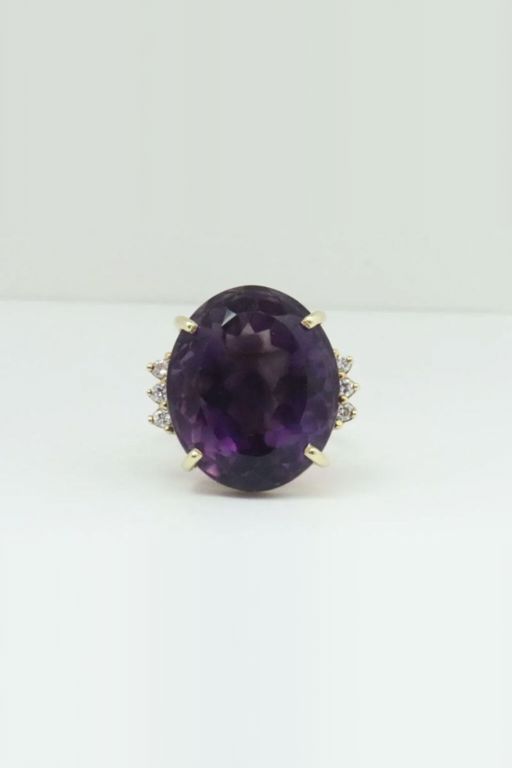 14k Gold Iolite and Diamond Ring