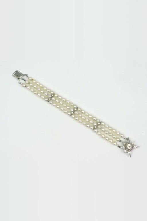 14k Gold Pearl and Diamond Bracelet