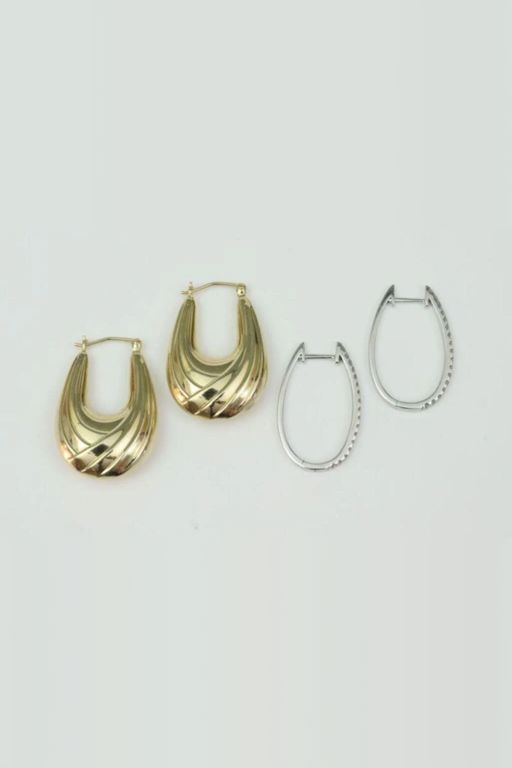Two Pairs of 14k Gold Diamond Earrings