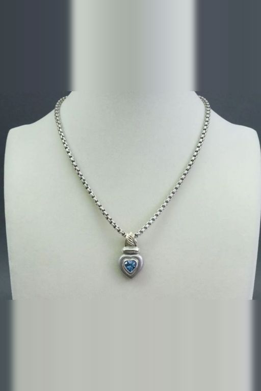 Silver and 14k Gold Topaz Pendant Necklace
