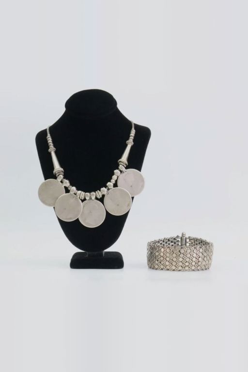 Silver Bracelet and Coin Necklace