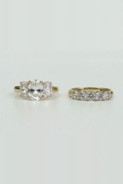 Two 14k Gold Cubic Zirconia Rings