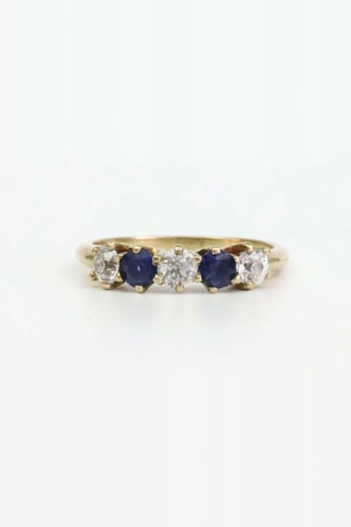 14k Gold Diamond and Sapphire Ring