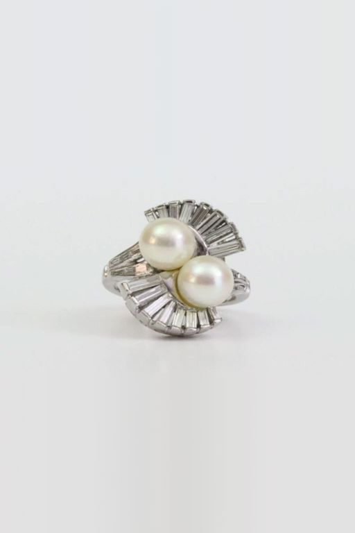 14k Gold Pearl and Diamond Ring
