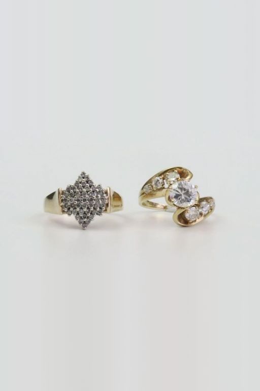 Two 14k Gold Diamond Rings