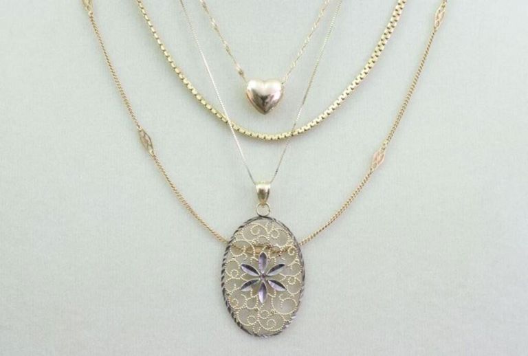 Four 14k Gold Necklaces