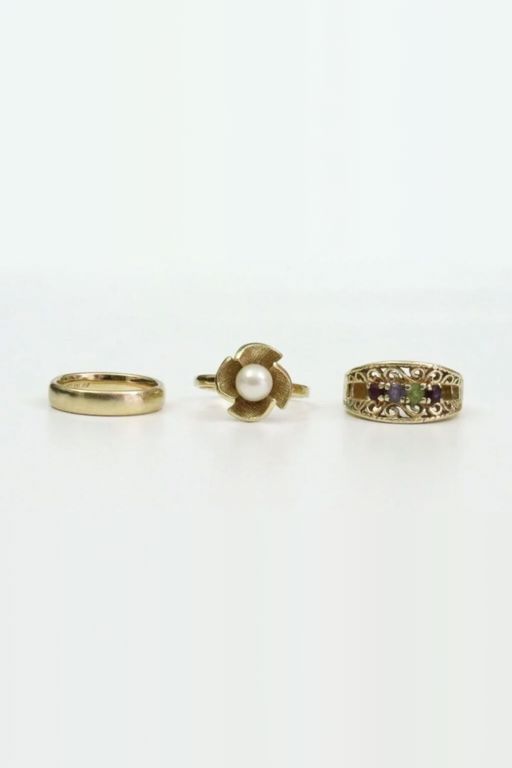 Three 14k Gold Multi-Gem Rings