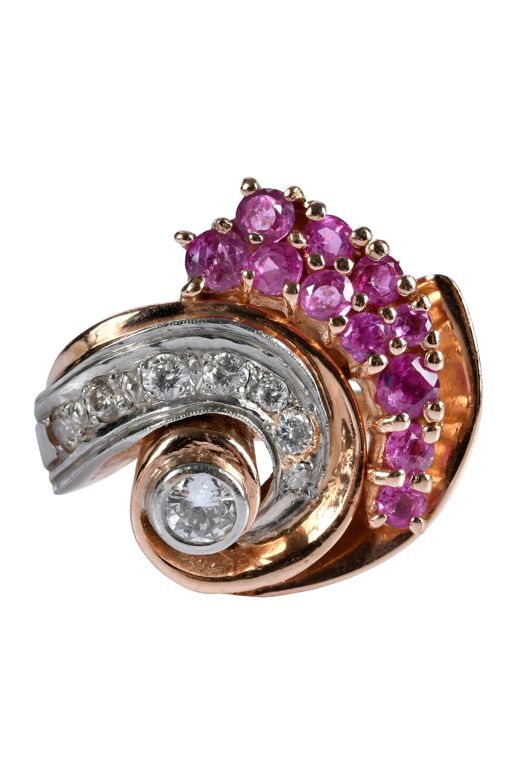 14k Gold, Platinum Ruby and Diamond Ring