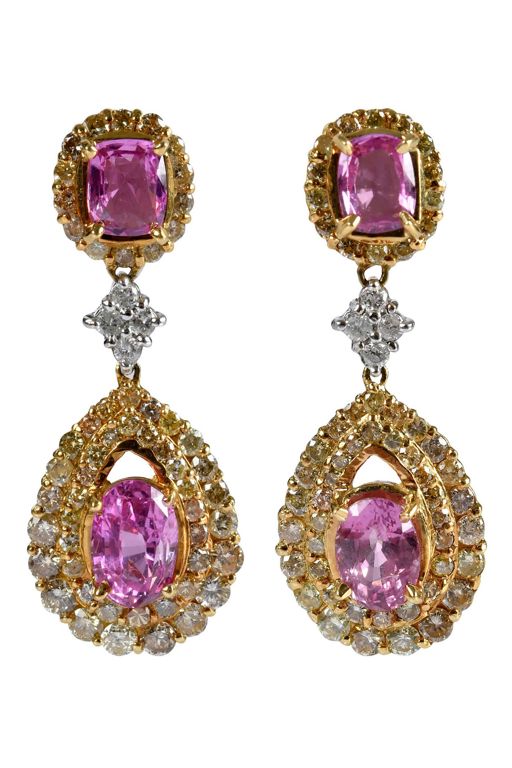 18k Gold Sapphire and Diamond Earrings