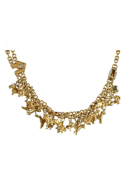 18k Gold Diamond Charm Necklace