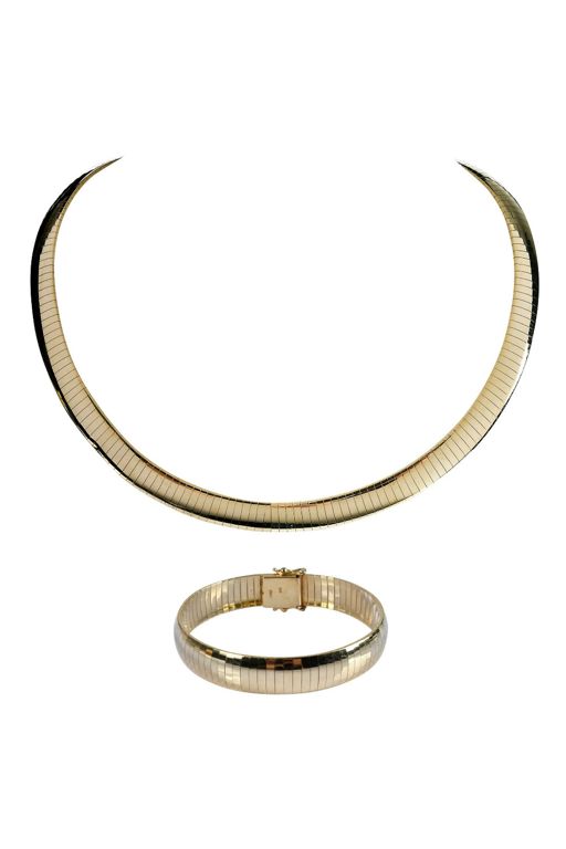 14k Gold Necklace and Bracelet Jewelry Set