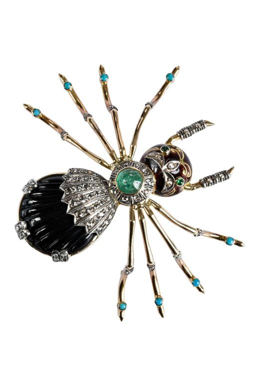 18k Gold Multi-Gem Brooch