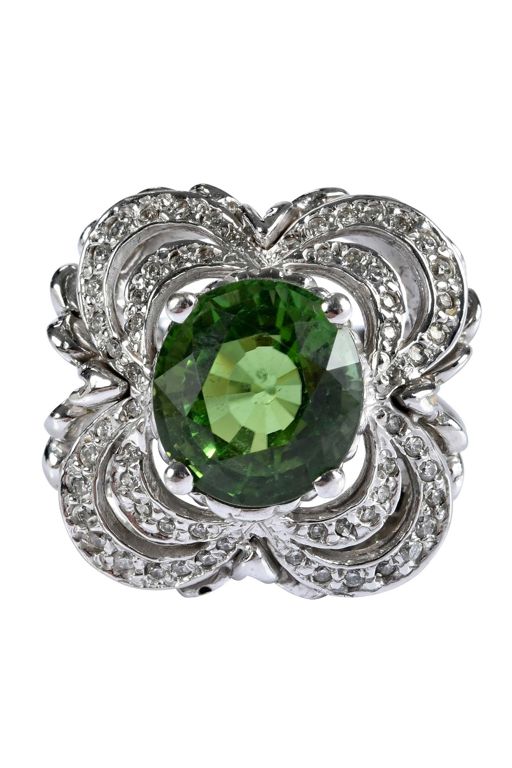 14k Gold Tourmaline and Diamond Ring