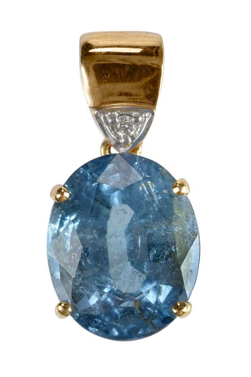 18k Gold Tourmaline and Diamond Pendant