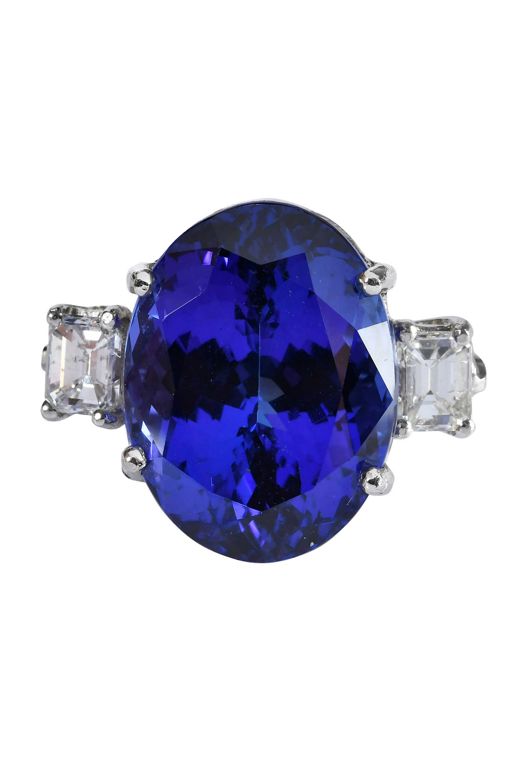 Platinum Tanzanite and Diamond Ring