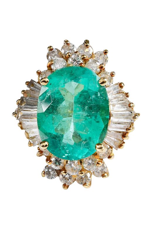 18k Gold Emerald and Diamond Ring