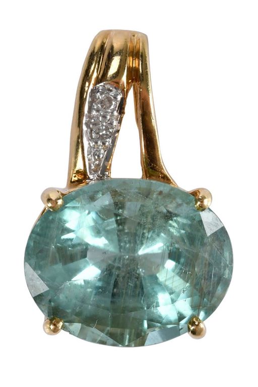 18k Gold Tourmaline and Diamond Pendant