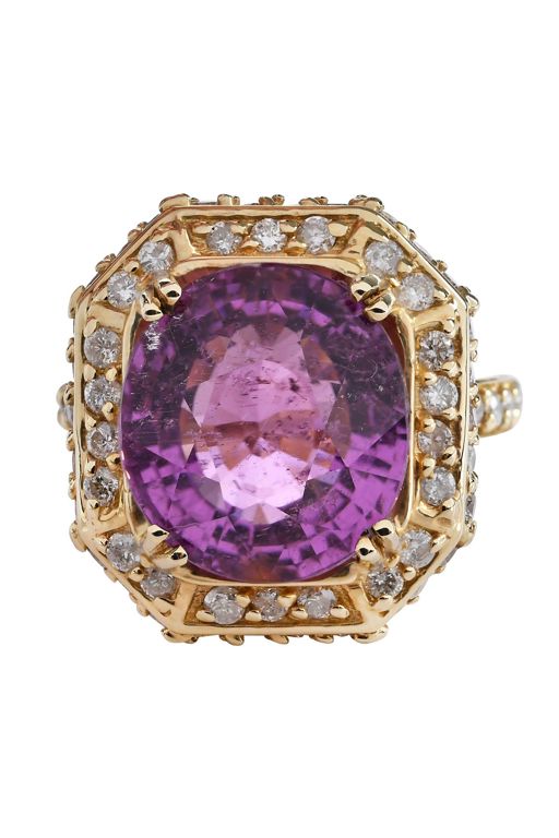 14k Gold Tourmaline and Diamond Ring