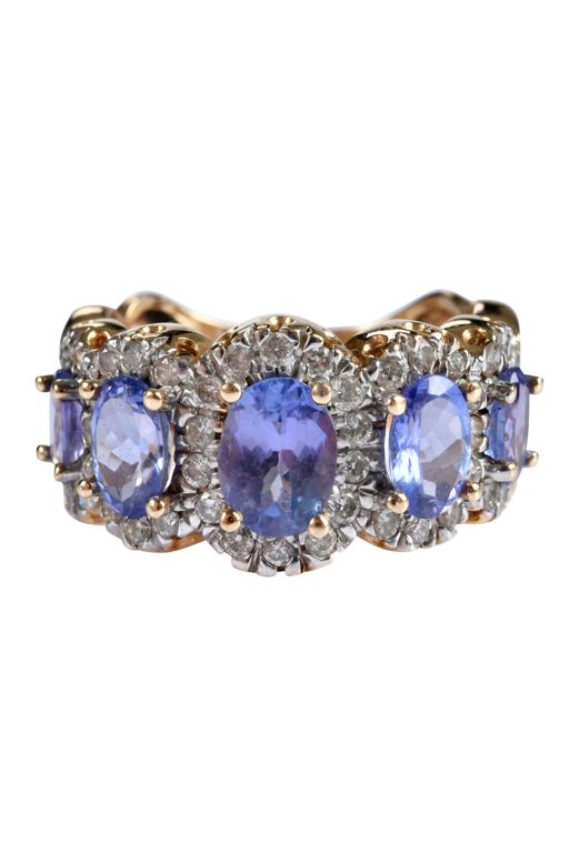14k Gold Tanzanite and Diamond Ring