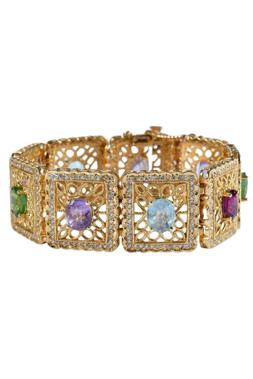 14k Gold Tourmaline and Diamond Bracelet