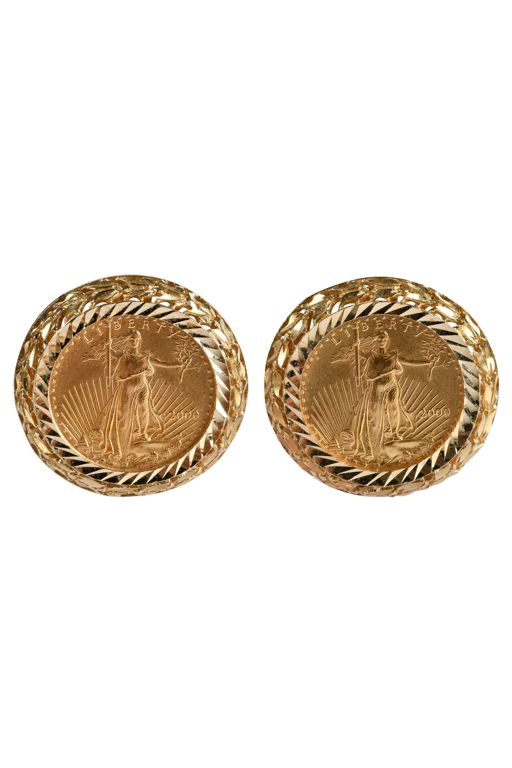 Pair of 14k Gold Coin Earrings