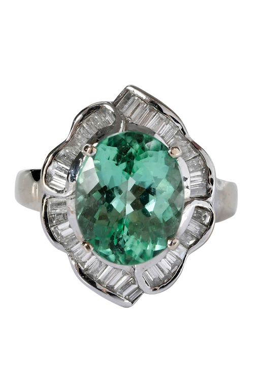 18k Gold Tourmaline and Diamond Ring