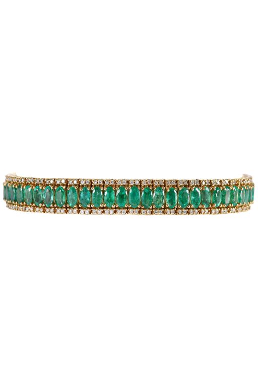 18k Gold Emerald and Diamond Bracelet
