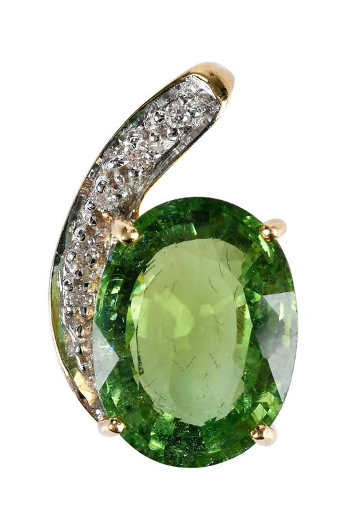 18k Gold Tourmaline and Diamond Pendant