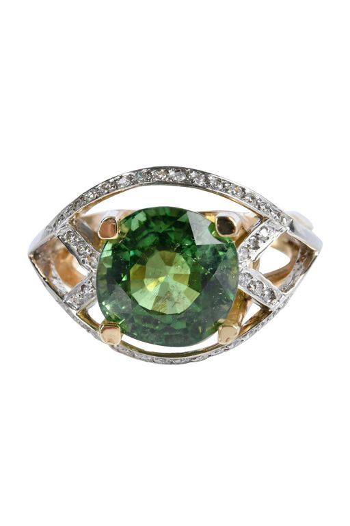14k Gold Tourmaline and Diamond Ring