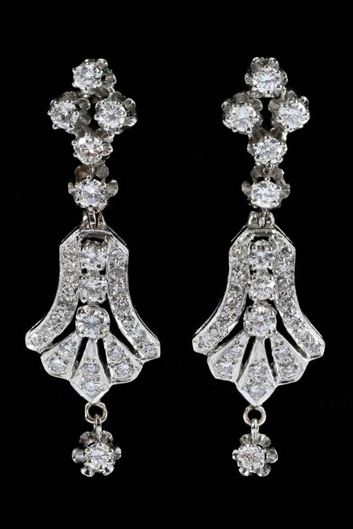 Pair of 14k Gold Diamond Earrings