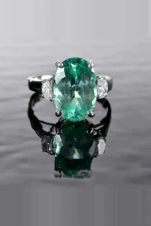 Platinum Tourmaline and Diamond Ring