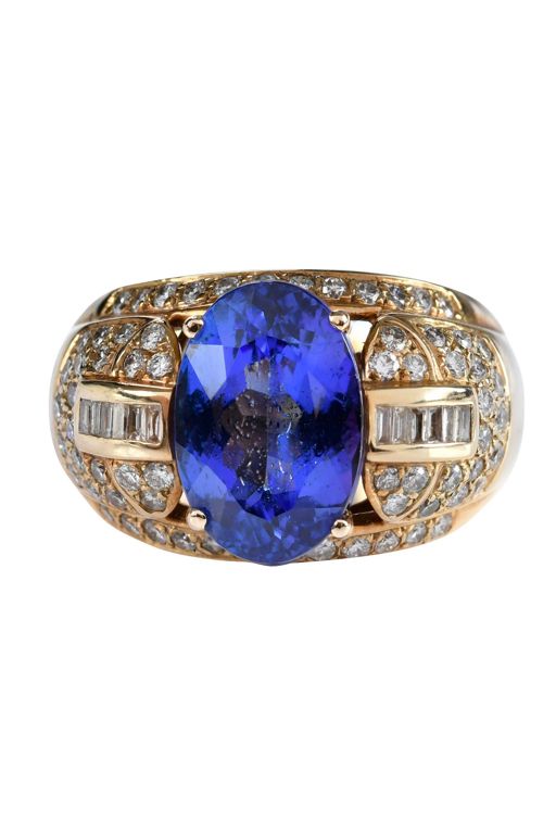 14k Gold Tanzanite and Diamond Ring
