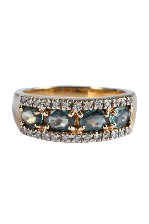 14k Gold Alexandrite and Diamond Band