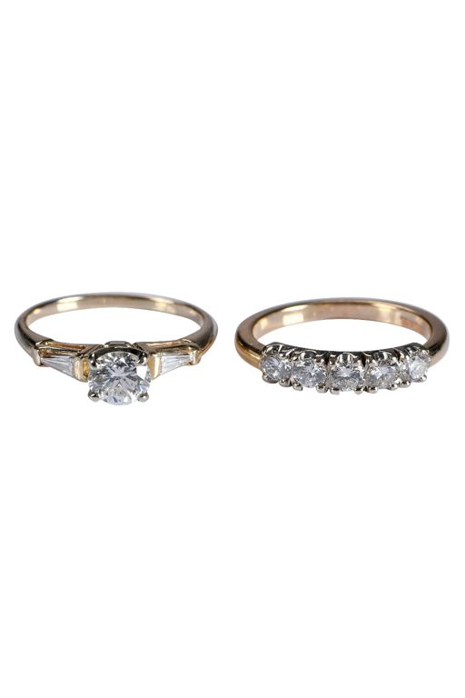 Two 14k Gold Diamond Rings