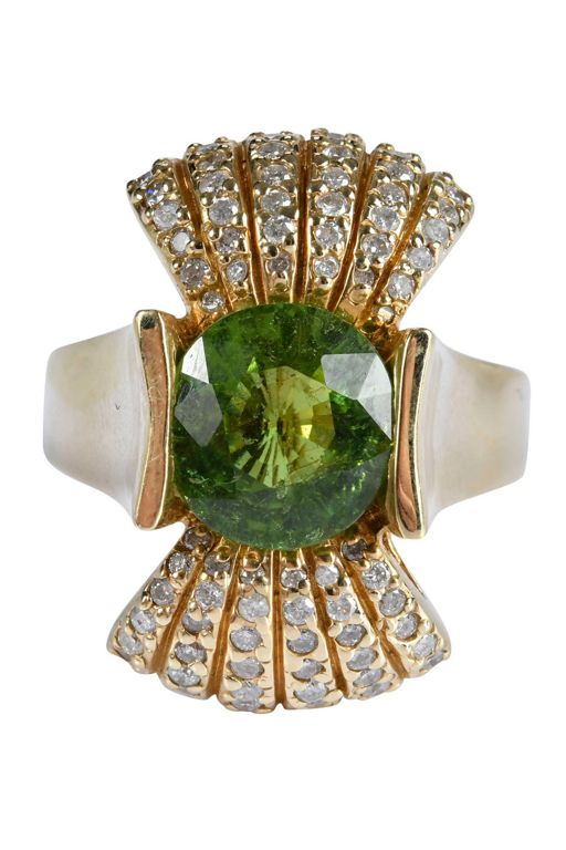 14k Gold Tourmaline and Diamond Ring