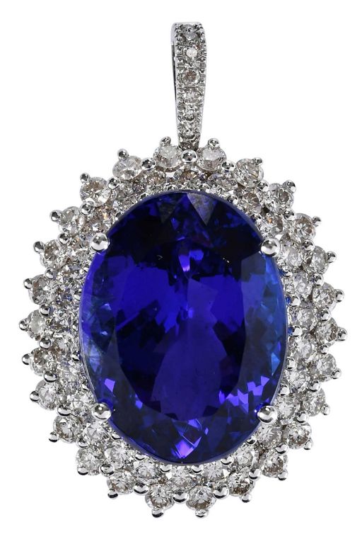 18k Gold Tanzanite and Diamond Pendant