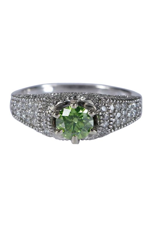 14k Gold Moissanite and Diamond Ring