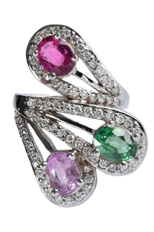 14k Gold Tourmaline and Diamond Ring