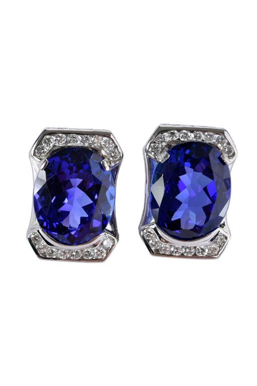 18k Gold Tanzanite and Diamond Earrings