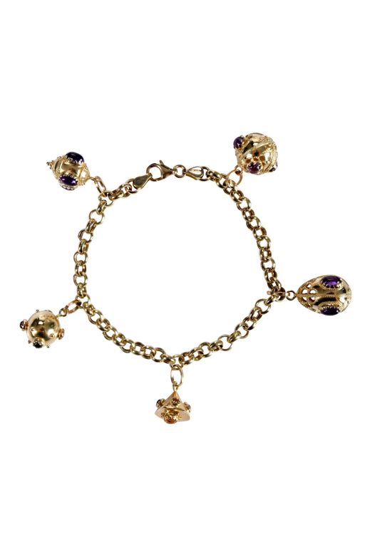 14k Gold Amethyst, Garnet and Citrine Bracelet