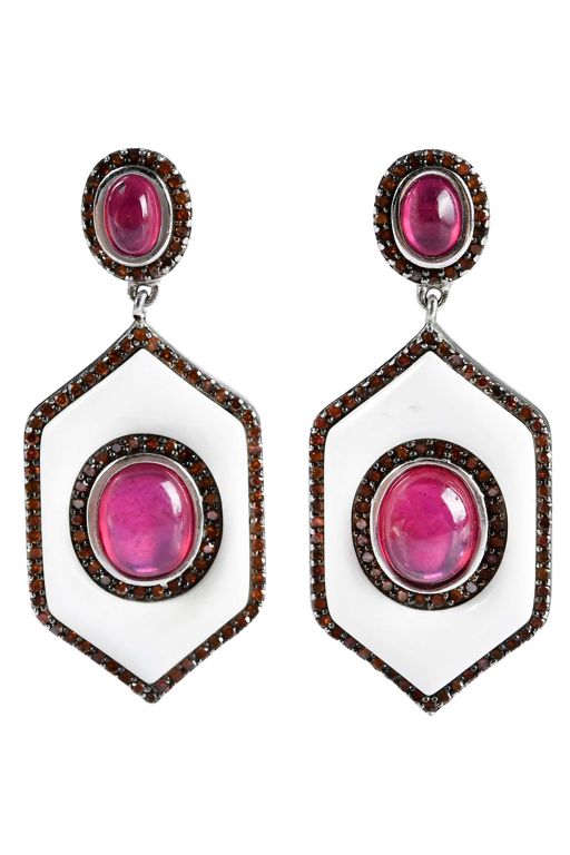 Sterling Silver Ruby and Sapphire Earrings